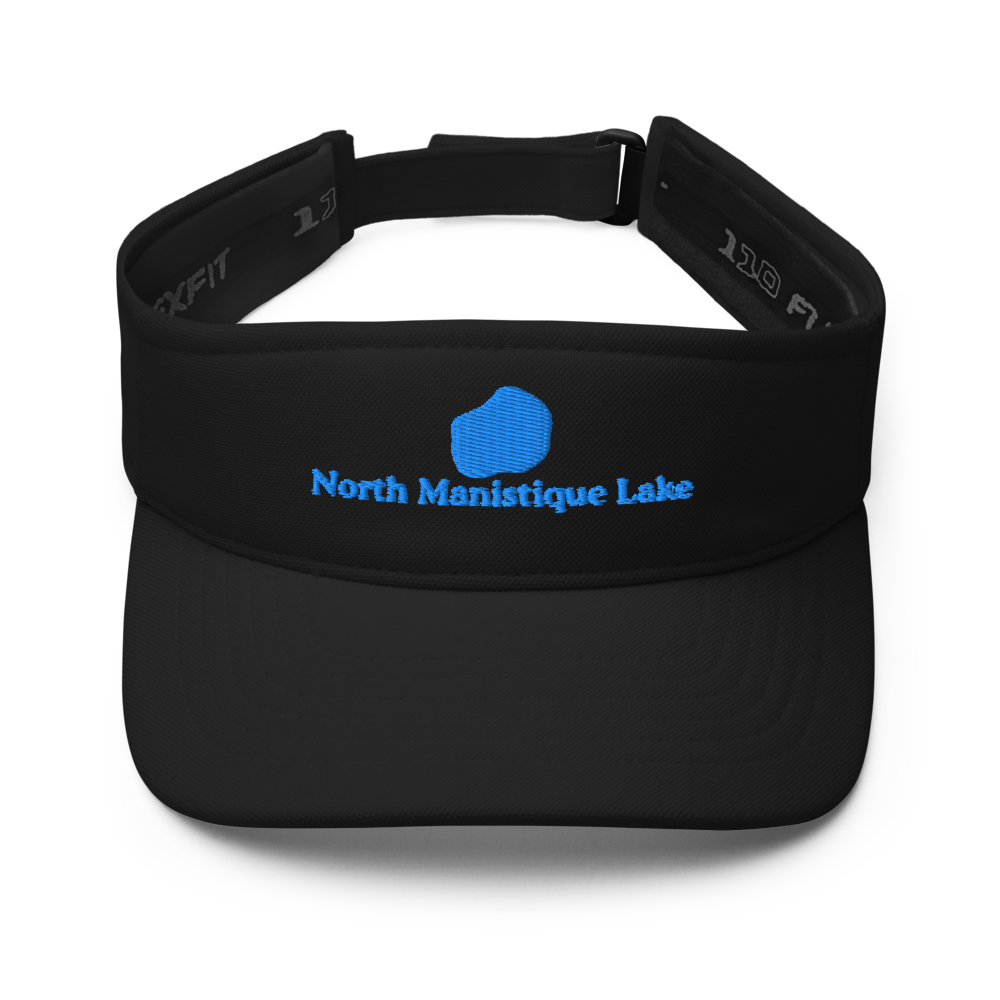 North Manistique Lake Visor with embroidered artwork & adjustable velcro strap