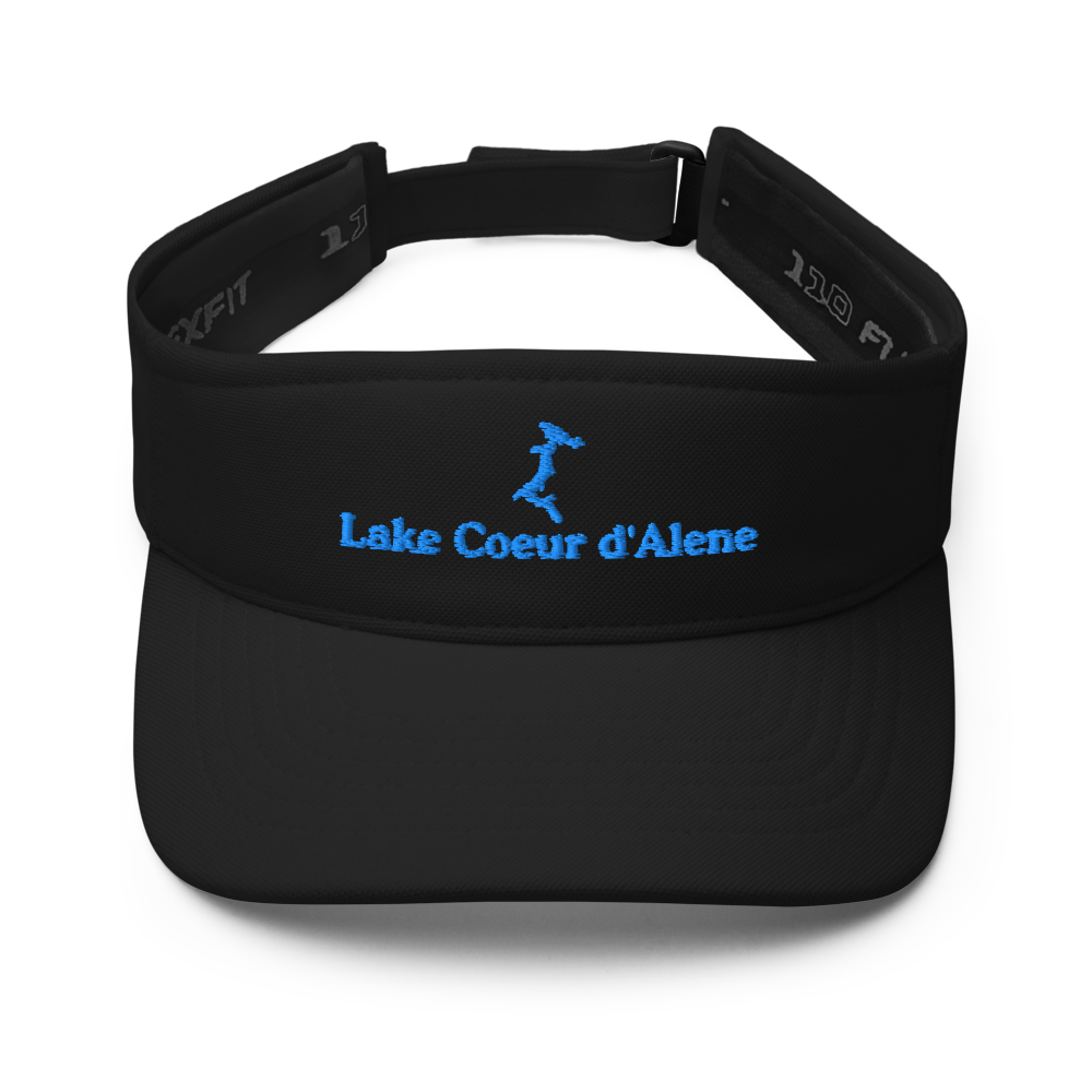 Lake Coeur d'Alene Visor with embroidered artwork & adjustable velcro strap