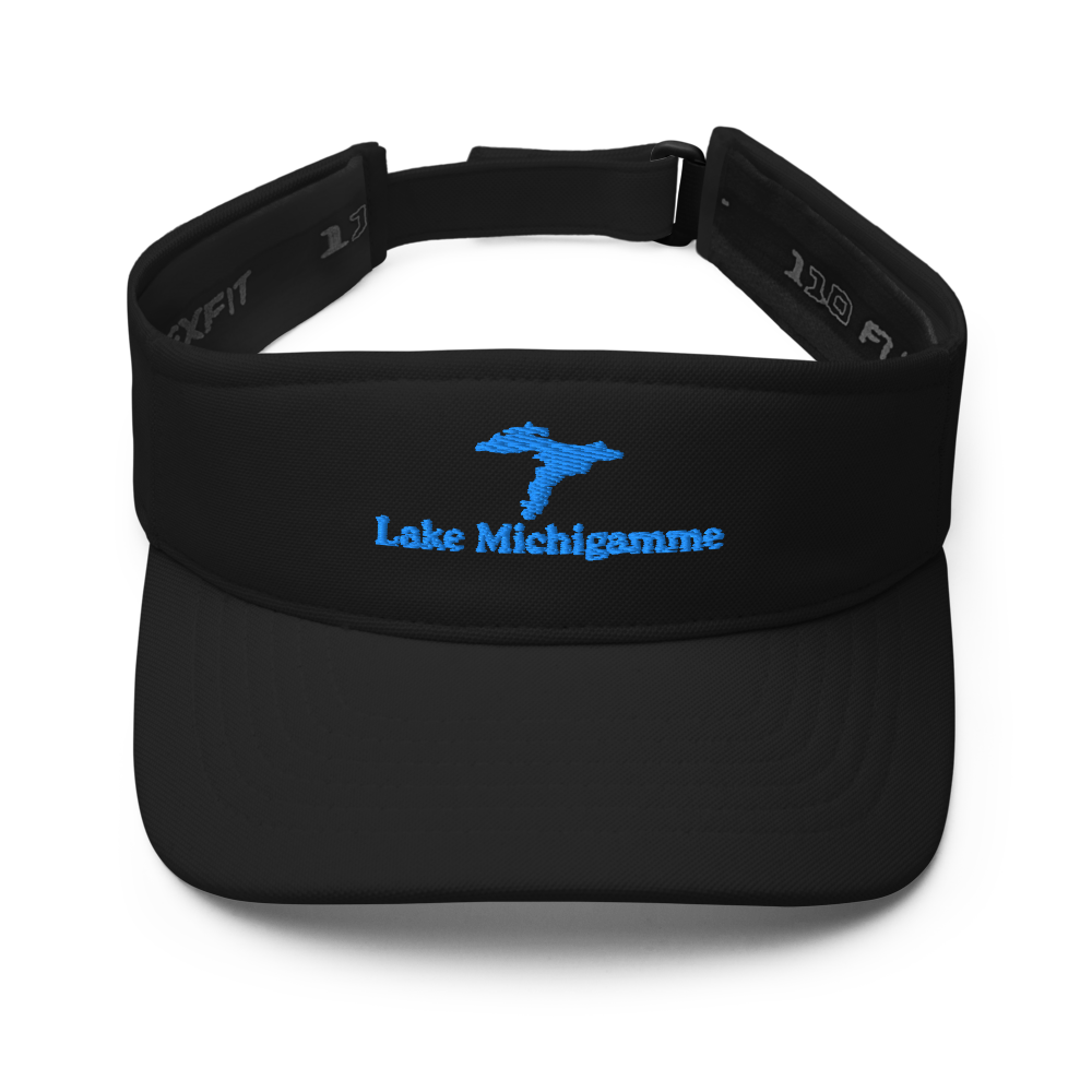 Lake Michigamme Visor with embroidered artwork & adjustable velcro strap
