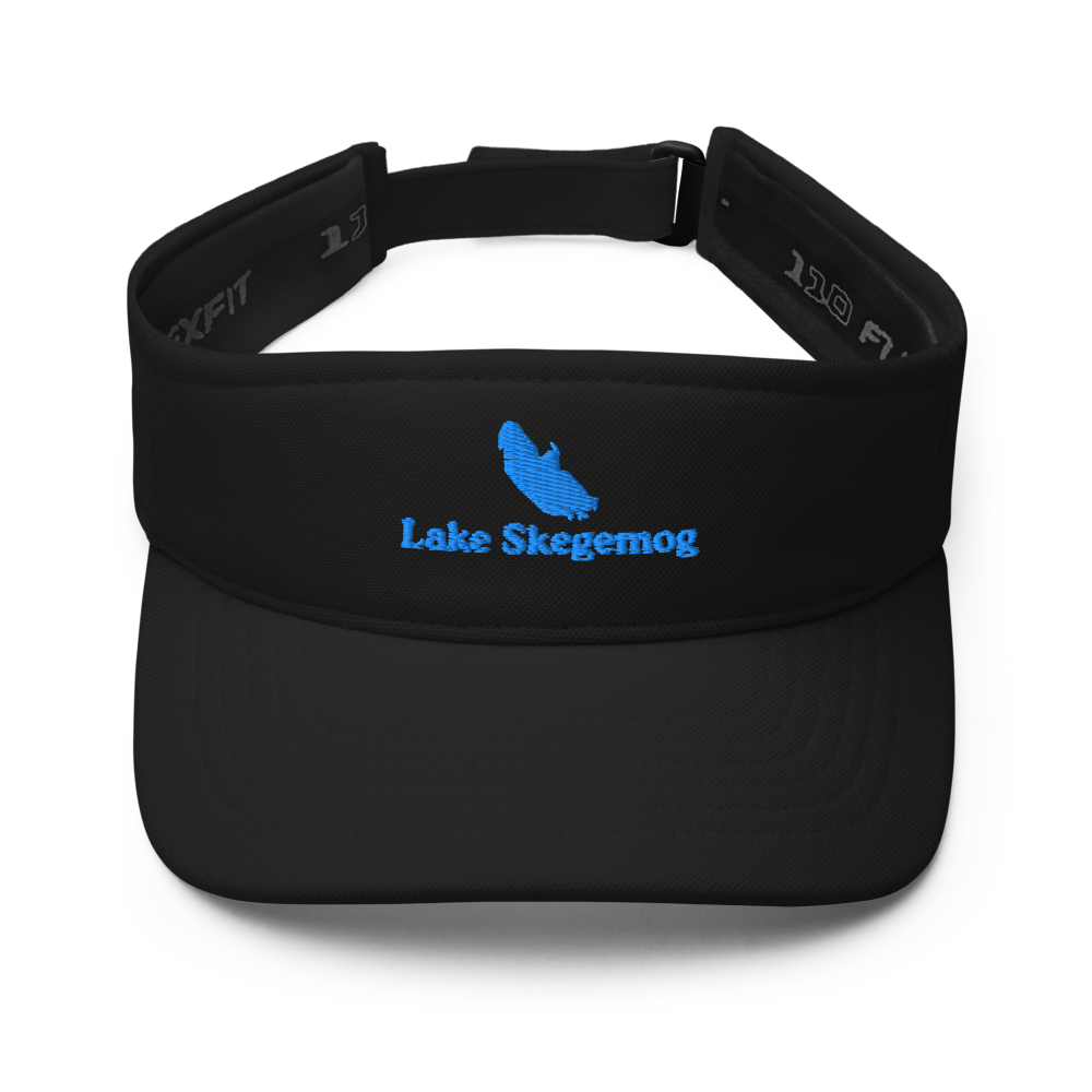 Lake Skegemog Visor with embroidered artwork & adjustable velcro strap