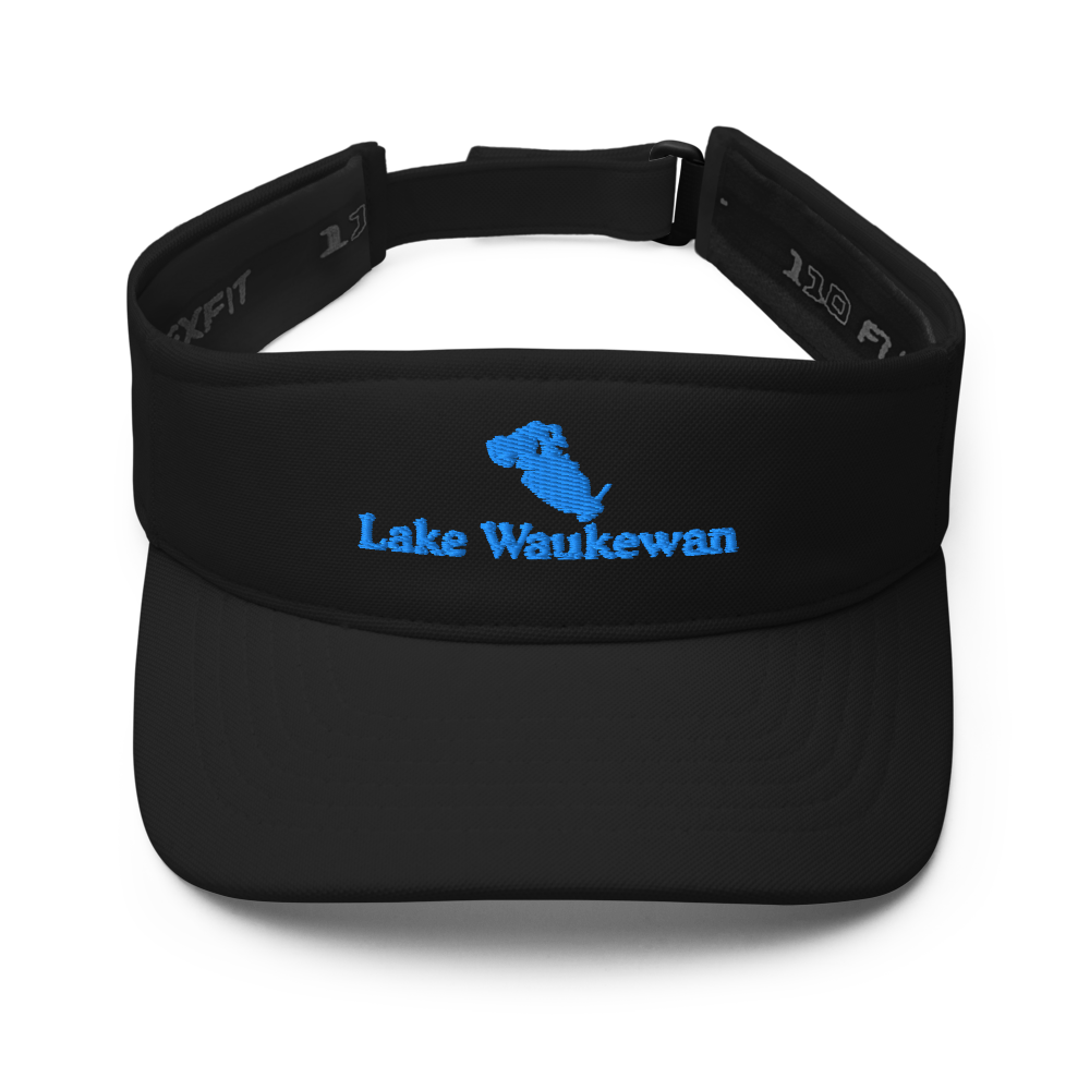 Lake Waukewan Visor with embroidered artwork & adjustable velcro strap