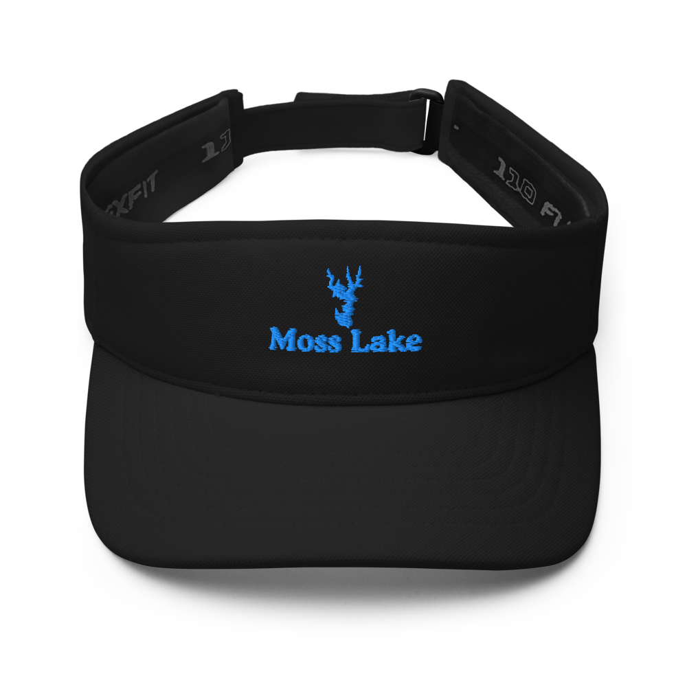 Moss Lake Visor with embroidered artwork & adjustable velcro strap
