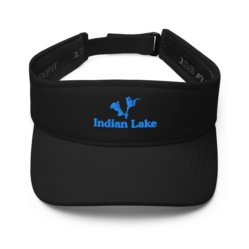 Indian Lake Visor with embroidered artwork & adjustable velcro strap