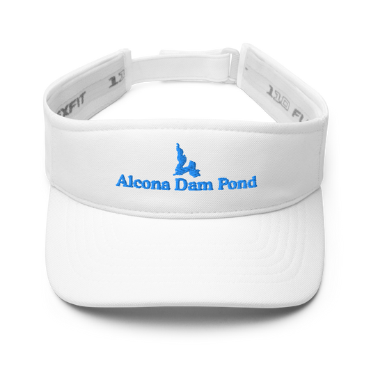 Alcona Dam Pond Visor with embroidered artwork & adjustable velcro strap