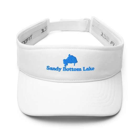 Sandy Bottom Lake Visor with embroidered artwork & adjustable velcro strap