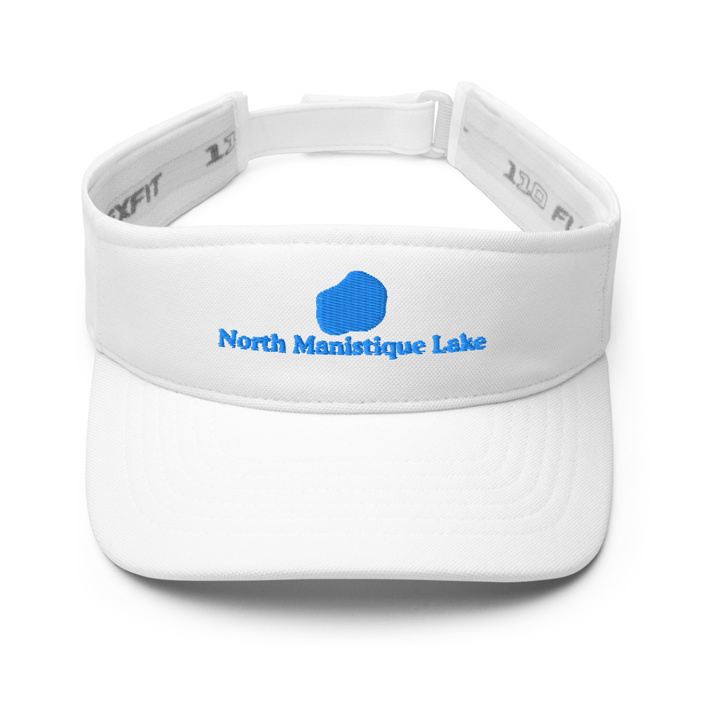 North Manistique Lake Visor with embroidered artwork & adjustable velcro strap