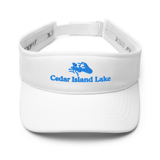 Cedar Island Lake Visor with embroidered artwork & adjustable velcro strap