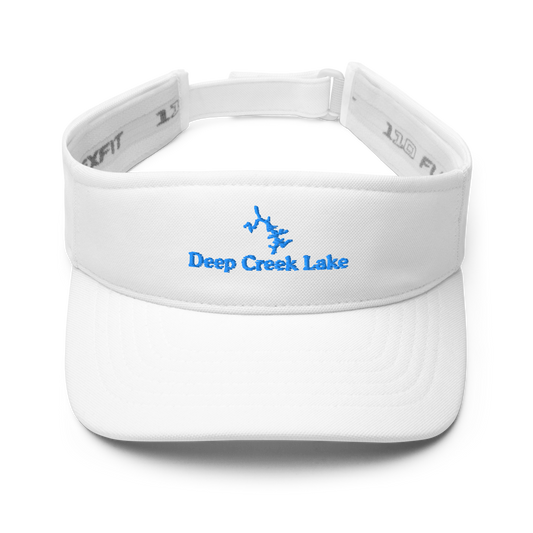 Deep Creek Lake Visor with embroidered artwork & adjustable velcro strap