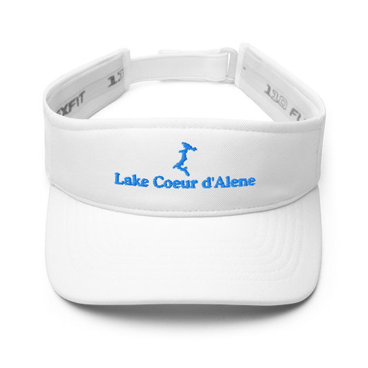 Lake Coeur d'Alene Visor with embroidered artwork & adjustable velcro strap