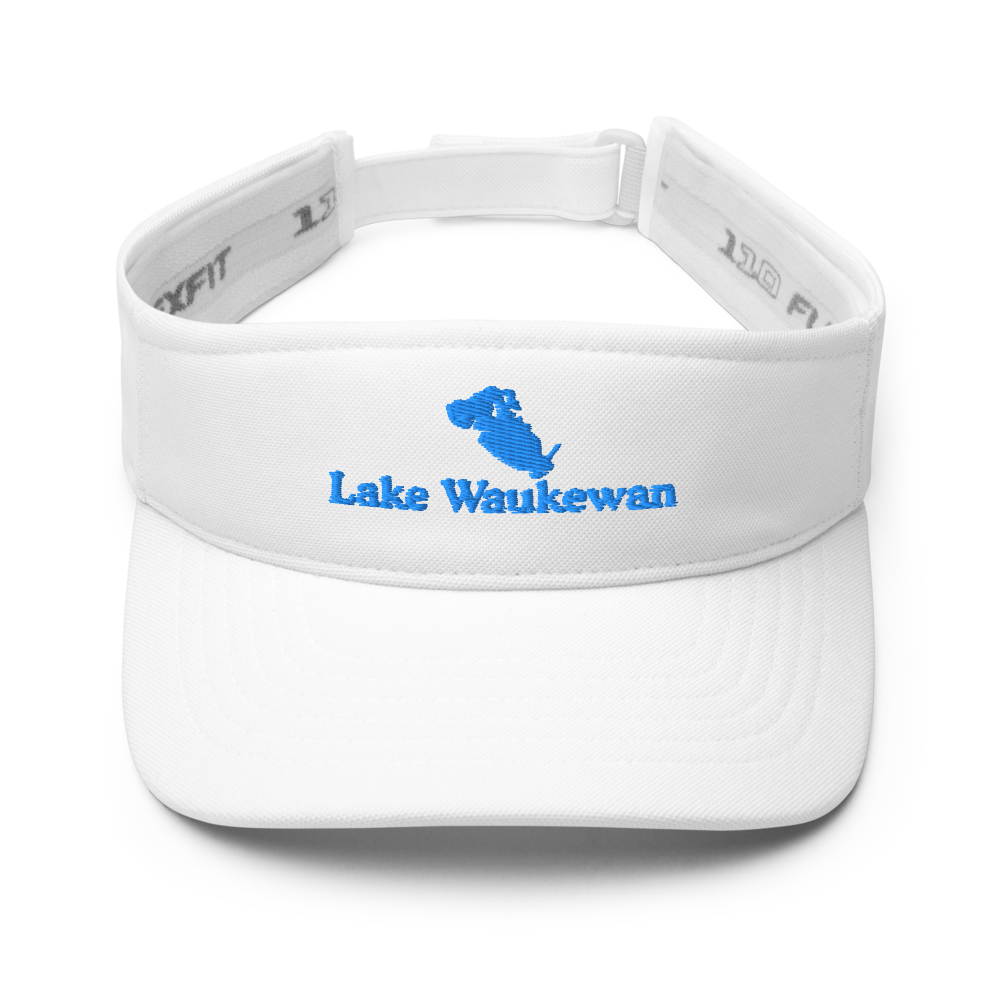 Lake Waukewan Visor with embroidered artwork & adjustable velcro strap