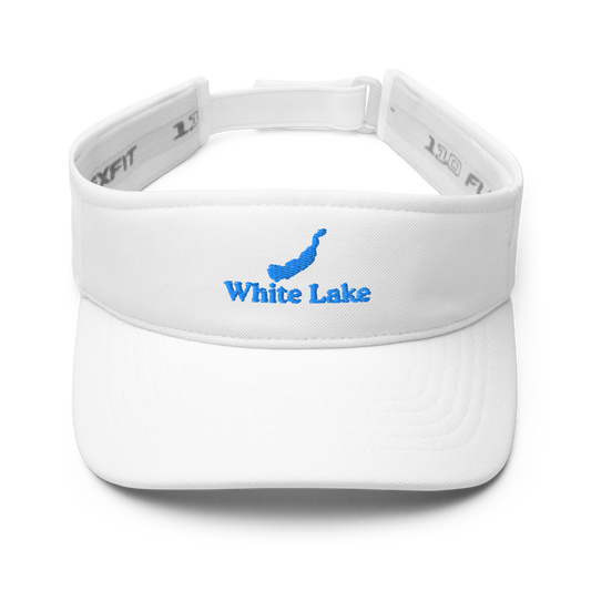 White Lake Visor with embroidered artwork & adjustable velcro strap