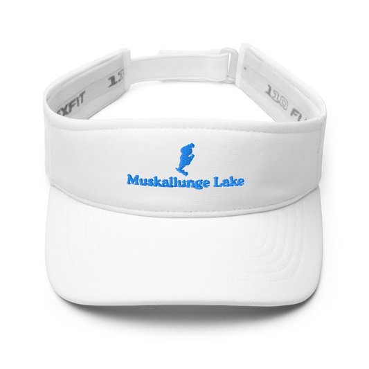 Muskallunge Lake Visor with embroidered artwork & adjustable velcro strap