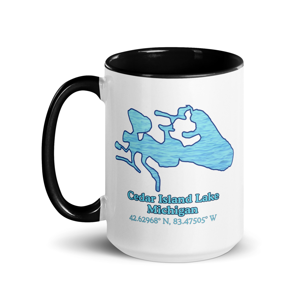 15oz Ceramic Mug with Cedar Island Lake & We Lake You on other side