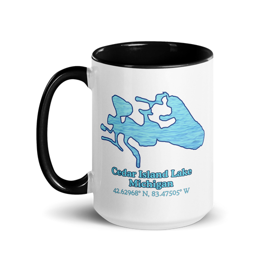 15oz Ceramic Mug with Cedar Island Lake & We Lake You on other side